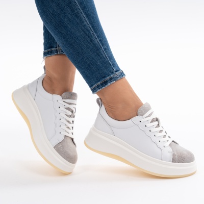 Pantofi Dama Piele Naturala Alb F002-275