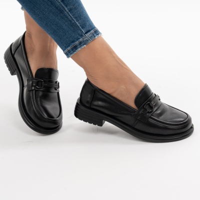 Pantofi Piele Naturala Negri 2268