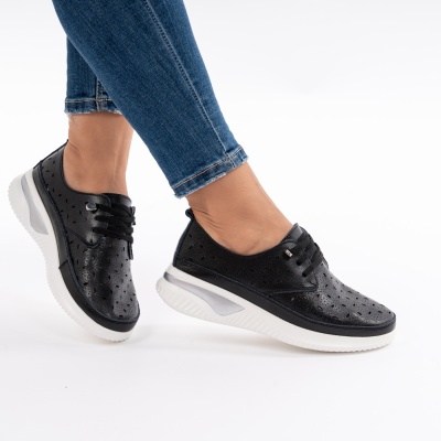Pantofi Piele Naturala Negri A096
