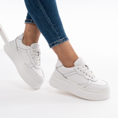 Pantofi Piele Naturala Talpa Comoda Alb AN2529