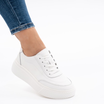 Pantofi Piele Naturala Talpa Comoda Alb F001-924