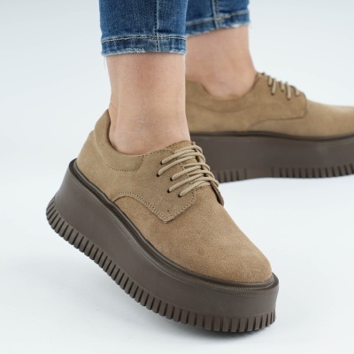 Pantofi Piele Naturala Talpa Comoda Bej AN29