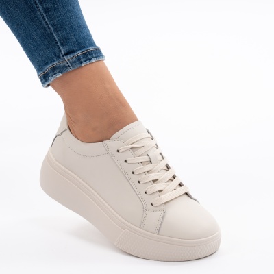 Pantofi Piele Naturala Talpa Comoda Bej F001-773