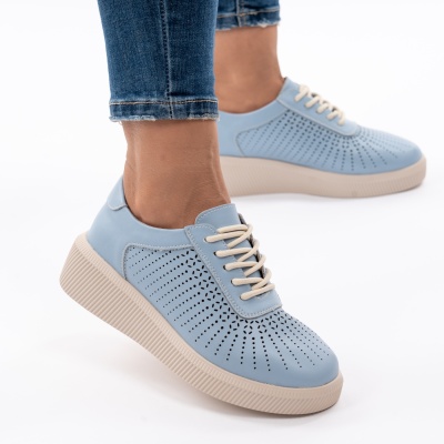 Pantofi Piele Naturala Talpa Comoda Blue AN-29-1