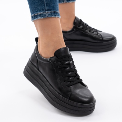 Pantofi Piele Naturala Talpa Comoda Negri F002-397