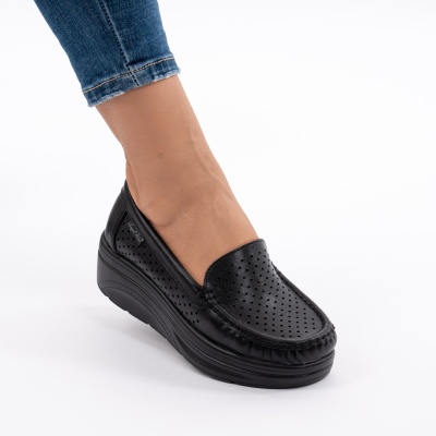 Pantofi Piele Naturala Talpa Comoda Negri G10-A17
