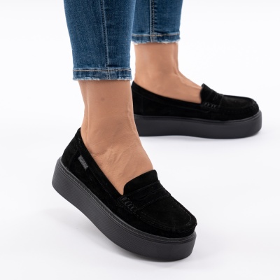 Pantofi Piele Naturala Talpa Comoda Negru  G10-A16
