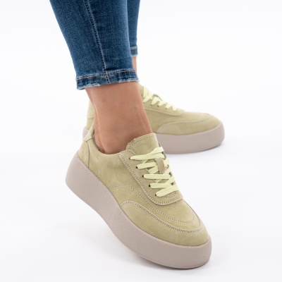 Pantofi Piele Naturala Talpa Comoda Verde AN12