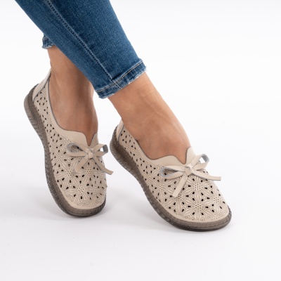 Pantofi Piele Naturala Talpa Flexibila AN666 Bej
