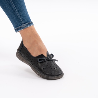 Pantofi Piele Naturala Talpa Flexibila AN666 Negru