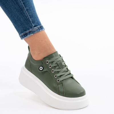 Pantofi Piele Naturala Verde Inchis 881