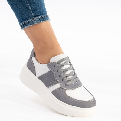 Pantofi Sport Piele Naturala Gri AN2310