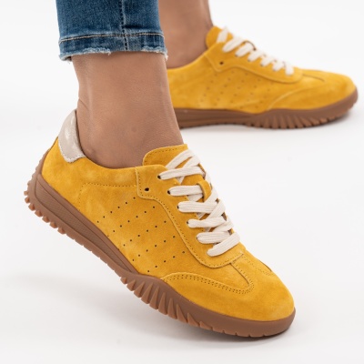 Pantofi Sport Piele Naturala Muștar AN25981