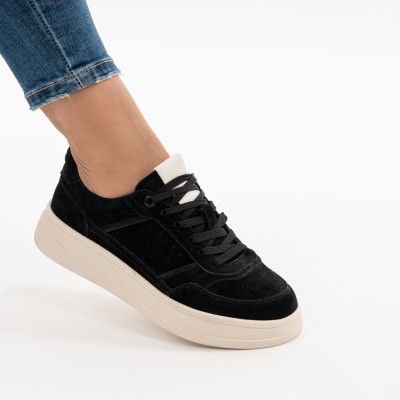 Pantofi Sport Piele Naturala Negru R832