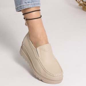 Pantofi Talpa Comoda Piele Naturala MM219 Bej