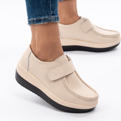 Pantofi Talpa Ortopedica Piele Naturala 1157 Bej