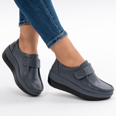 Pantofi Talpa Ortopedica Piele Naturala 1157 Gri