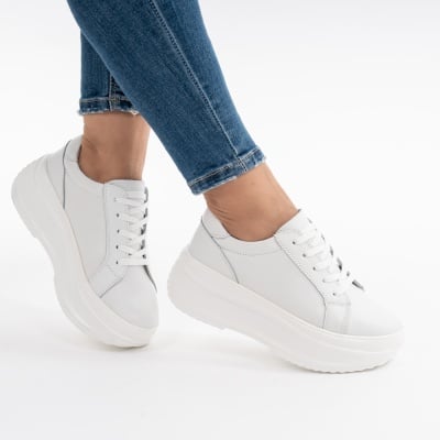 Pantofi Talpa Ortopedica Piele Naturala Alb 6855