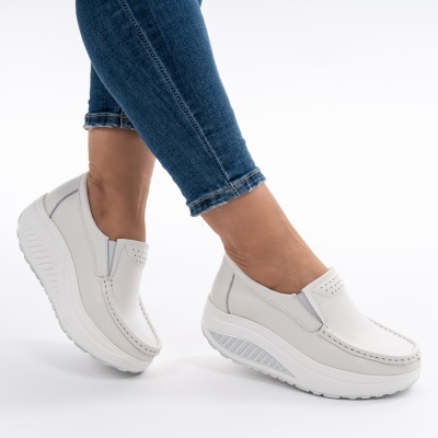 Pantofi Talpa Ortopedica Piele Naturala Alb MM210
