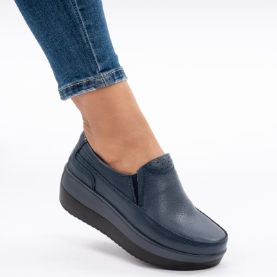 Pantofi Talpa Ortopedica Piele Naturala Albastru 1158