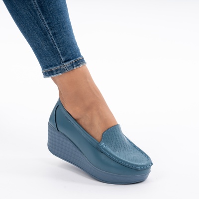 Pantofi Talpa Ortopedica Piele Naturala Albastru Deschis H17-89