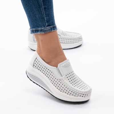 Pantofi Talpa Ortopedica Piele Naturala Albi A522