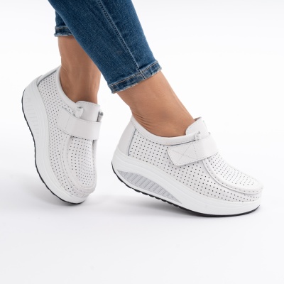 Pantofi Talpa Ortopedica Piele Naturala Albi MM263