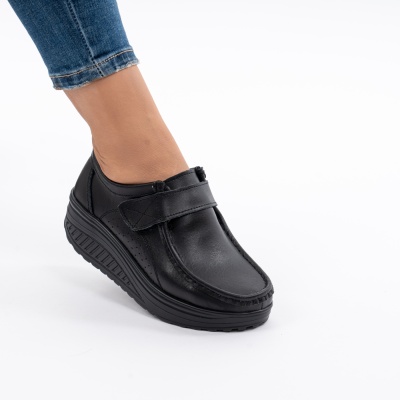 Pantofi Talpa Ortopedica Piele Naturala AN333 Negru