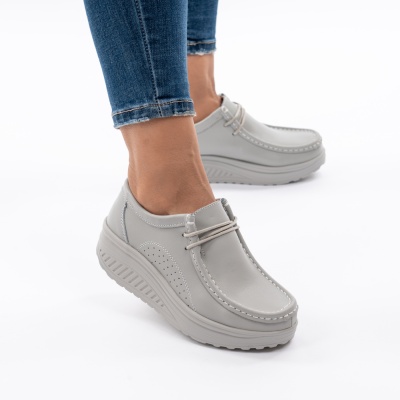 Pantofi Talpa Ortopedica Piele Naturala AN388 Gri