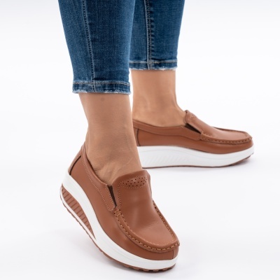 Pantofi Talpa Ortopedica Piele Naturala AN522-2 Camel