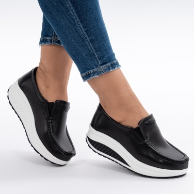 Pantofi Talpa Ortopedica Piele Naturala AN522-2 Negru/Alb