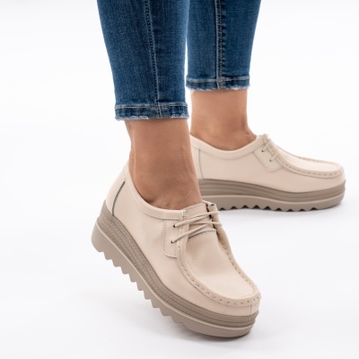 Pantofi Talpa Ortopedica Piele Naturala Bej 1-1151