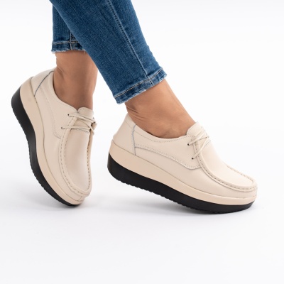 Pantofi Talpa Ortopedica Piele Naturala Bej 1136
