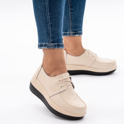 Pantofi Talpa Ortopedica Piele Naturala Bej 1168