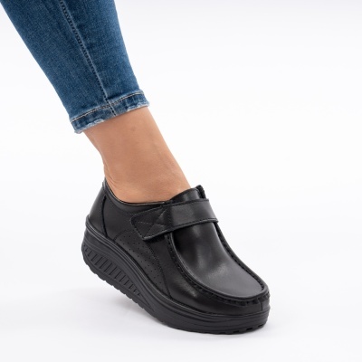 Pantofi Talpa Ortopedica Piele Naturala Black PL58