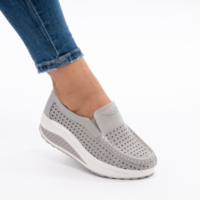 Pantofi Talpa Ortopedica Piele Naturala Gri A522