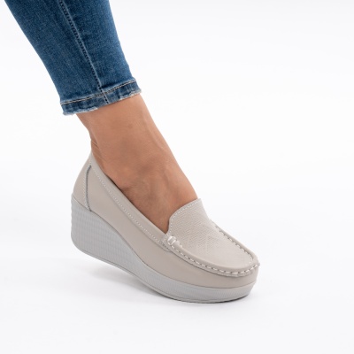 Pantofi Talpa Ortopedica Piele Naturala Gri H17-89