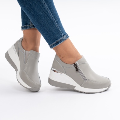 Pantofi Talpa Ortopedica Piele Naturala Gri ZT-06