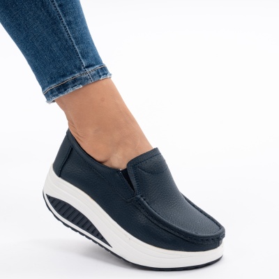 Pantofi Talpa Ortopedica Piele Naturala MM210 Albastri