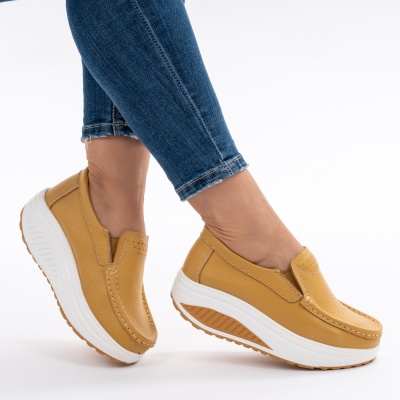 Pantofi Talpa Ortopedica Piele Naturala MM210 Mustar
