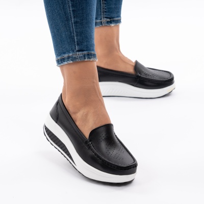 Pantofi Talpa Ortopedica Piele Naturala Negri A339