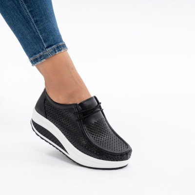 Pantofi Talpa Ortopedica Piele Naturala Negri A525
