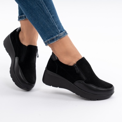 Pantofi Talpa Ortopedica Piele Naturala Negri  QL1075