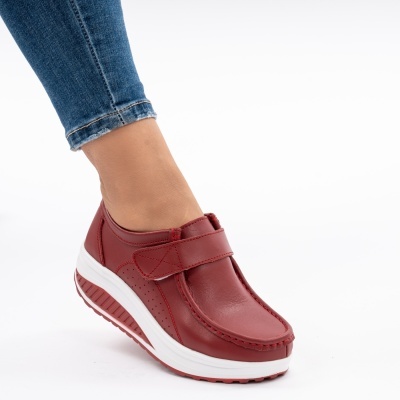 Pantofi Talpa Ortopedica Piele Naturala Rosu PL58
