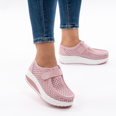 Pantofi Talpa Ortopedica Piele Naturala Roz A521