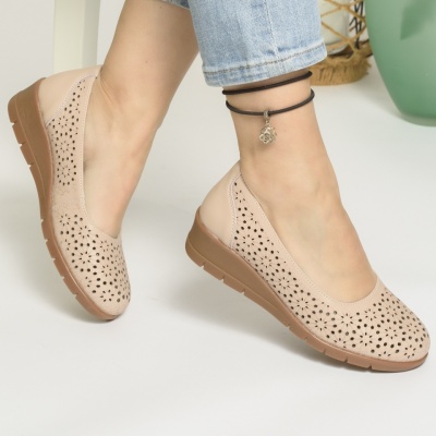 Pantofi Talpa Ortopedica Piele Naturala Roz F002-377