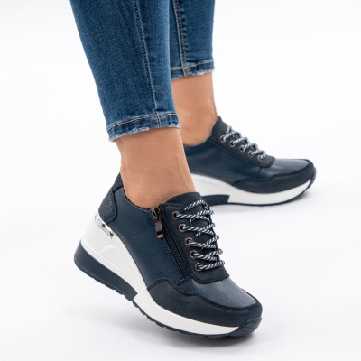 Pantofi Talpa Ortopedica Piele Naturala ZT-04 Albastru