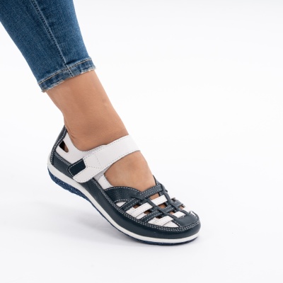 Pantofi Tip Sandale Piele Naturala Cu Bareta XQS336 Albastru