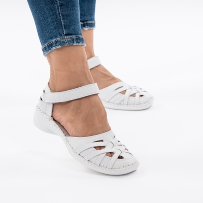Pantofi Tip Sandale Piele Naturala Talpa Comoda A019 Alb