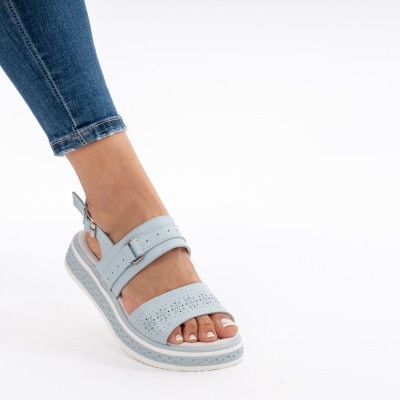 Pantofi Tip Sandale Piele Naturala Talpa Comoda AN133 Blue